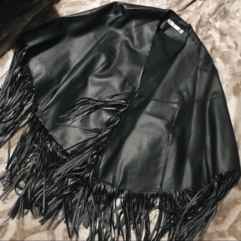 Leather Fringe Poncho